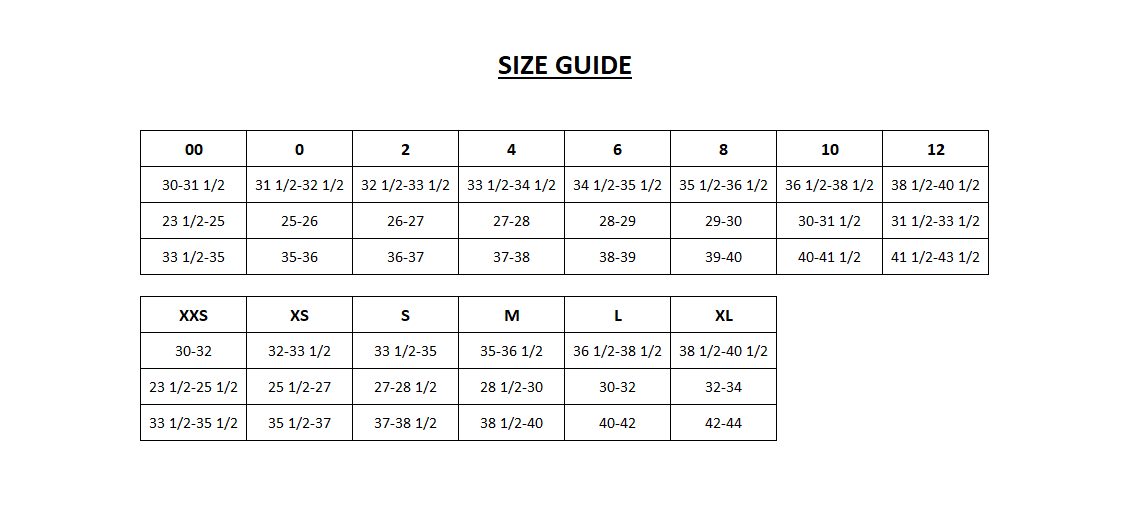 Product size guide