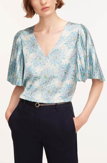 Astera Fleur Pleated Sleeve Blouse | Astera Fleur Turquoise Combo
