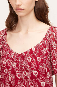 Monarch Fleur Tiered Dress | Crimson Stripe