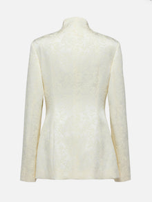 Mulberry Silk Wool Jacquard Blazer Coat | Beige
