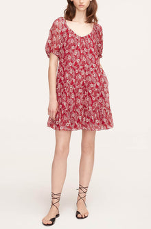 Monarch Fleur Tiered Dress | Crimson Stripe
