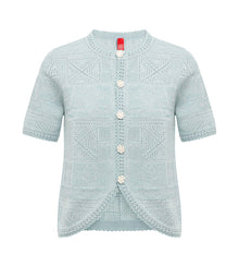 Short Sleeve Knit Top | Light Blue