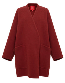 Wool-Blend Long Cardigan | Deep Red