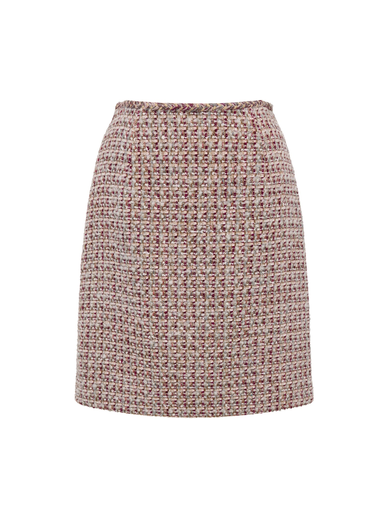 Tweed High-Waist Tweed-Style Skirt | Wine Red