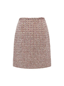 Tweed High-Waist Tweed-Style Skirt | Wine Red