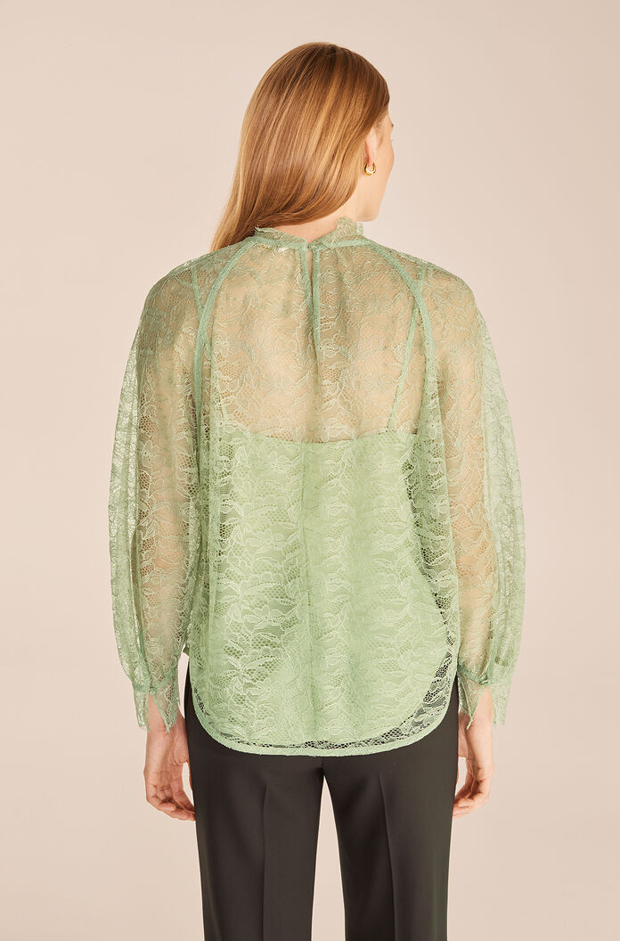 Long Sleeve Lace Mock Neck | Pistachio