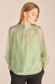 Long Sleeve Lace Mock Neck | Pistachio