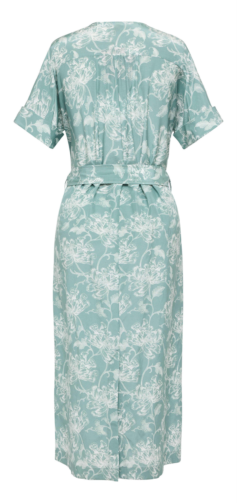 Silk Floral Midi Dress | Green/White