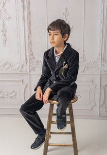 Boy | Charlie Velour Boys' Tuxedo Pants | Black