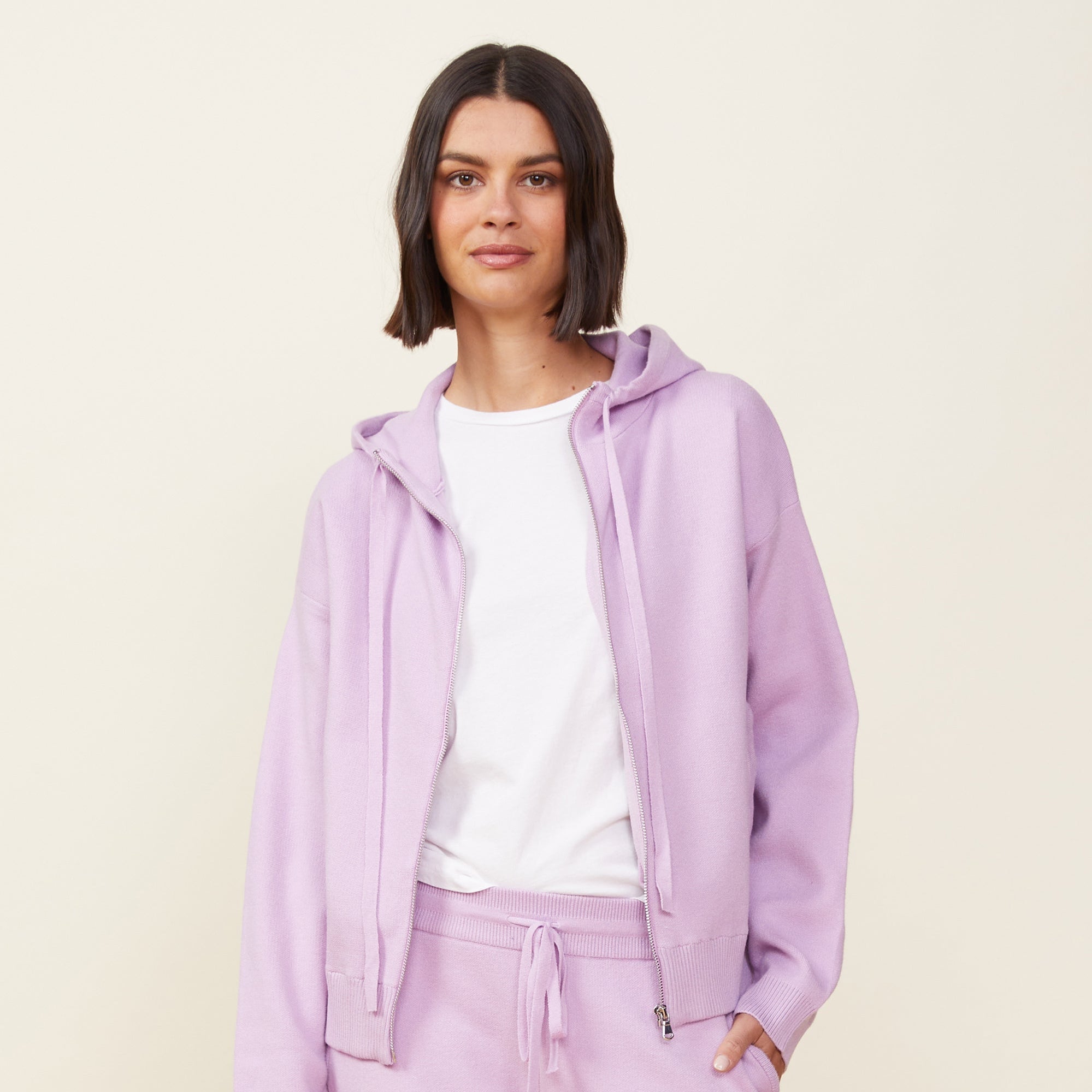 Soft Knit Zip Up Hoody | Women | Lavendula