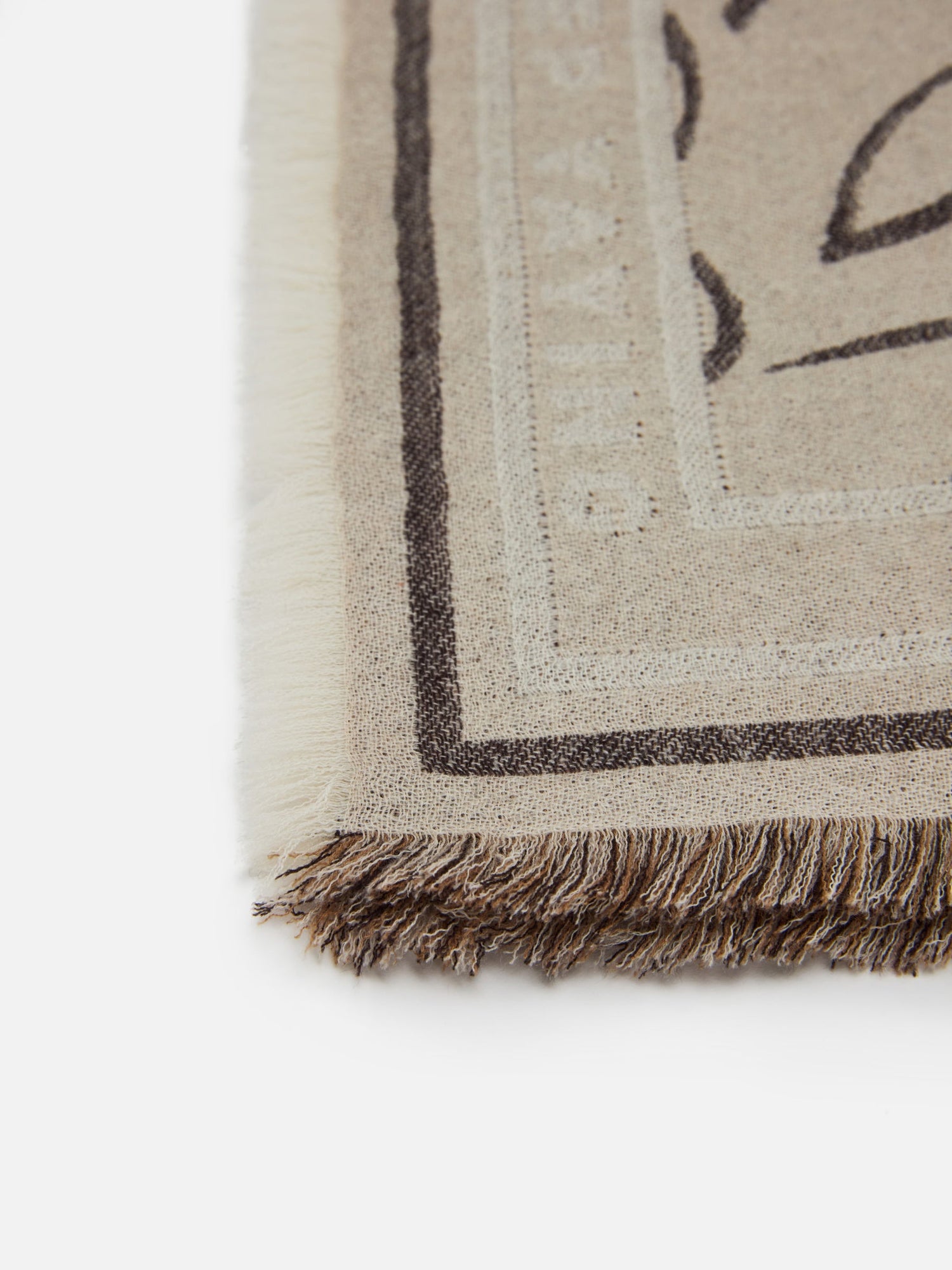 Printed Cashmere Scarf | Beige/Taupe