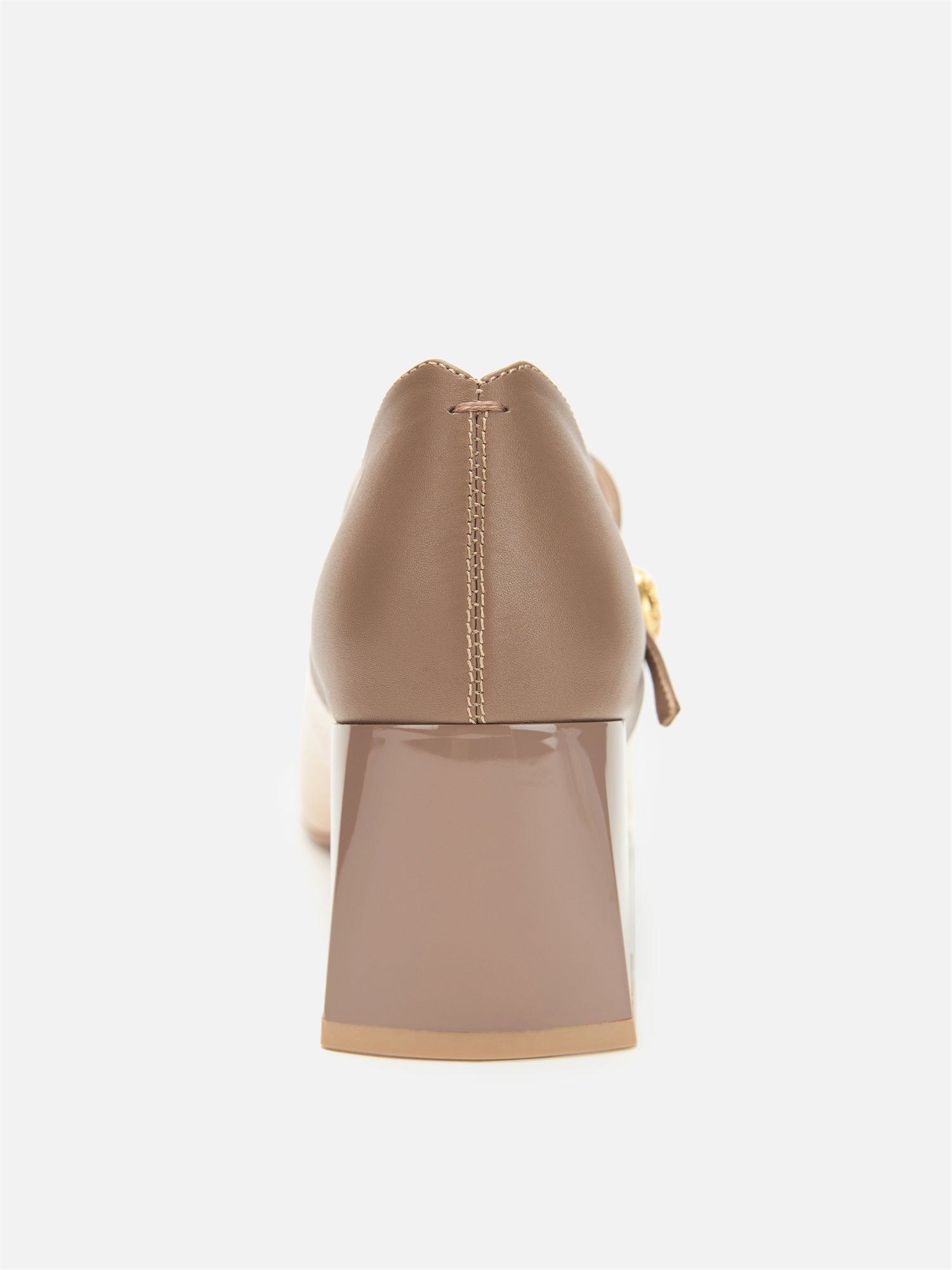 Color-Blocked Chunky Heel Mary Janes | Beige