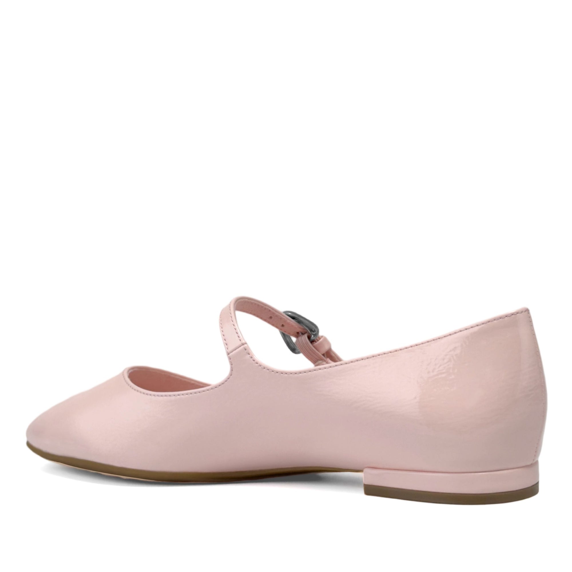 Annette Casual Flat | Pale Pink Faux Crinkle Patent