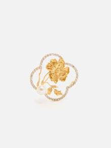 Peony Pearl Brooch | Copper/Zircon/Fresh Water Pearls