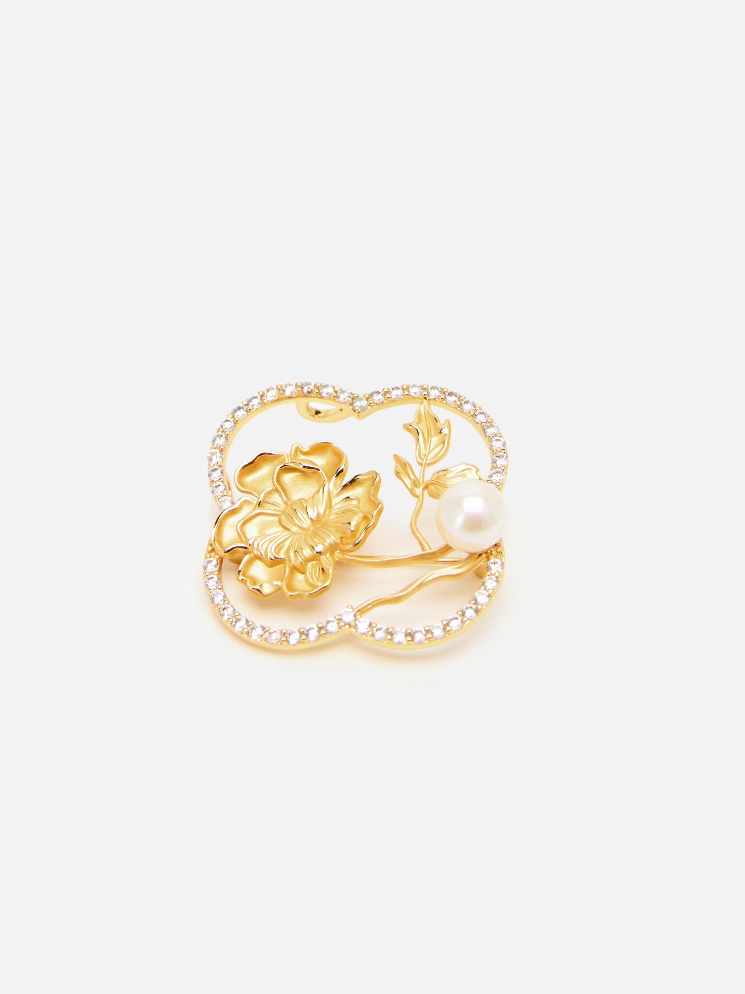 Peony Pearl Brooch | Copper/Zircon/Fresh Water Pearls