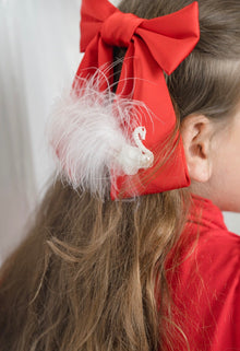 Girl | Anise Satin Embroidered Hair Bows | Red