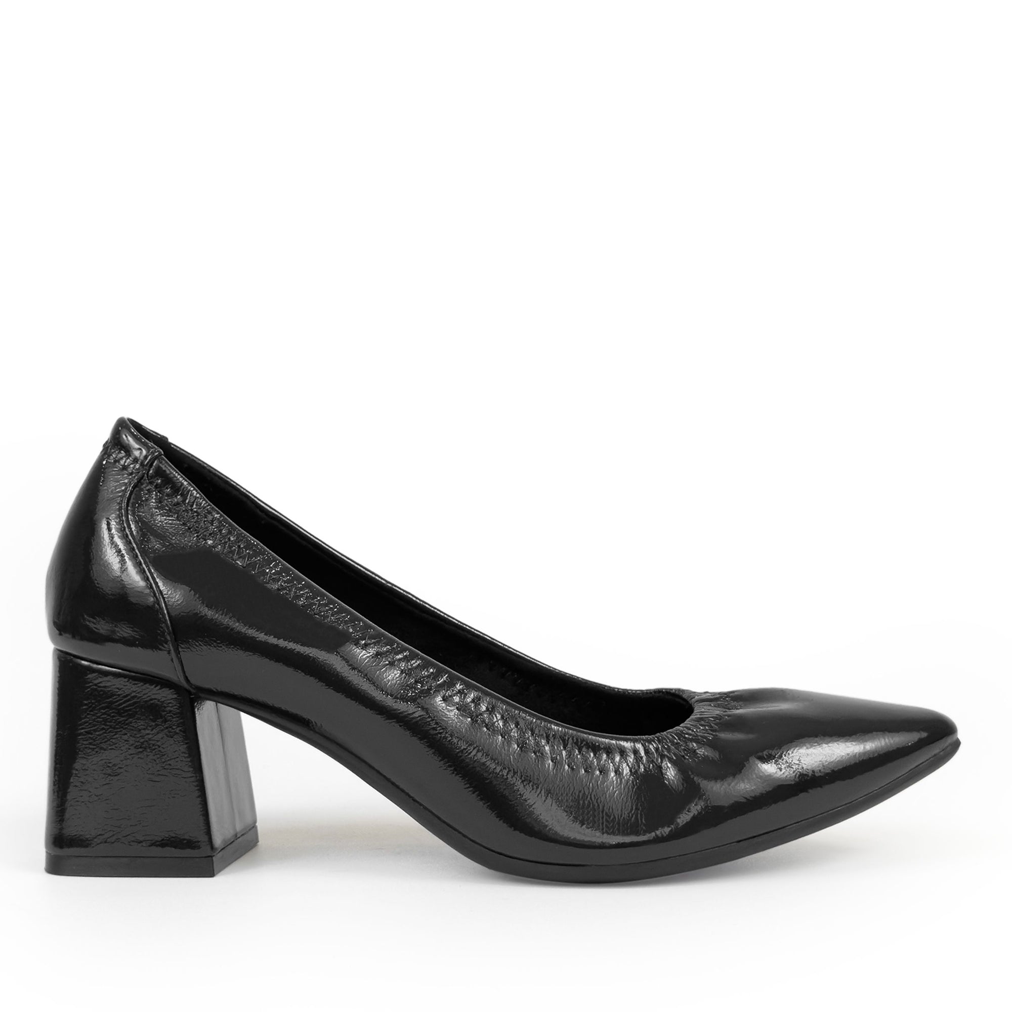 Elisea | Black Crinkle Patent Faux Leather