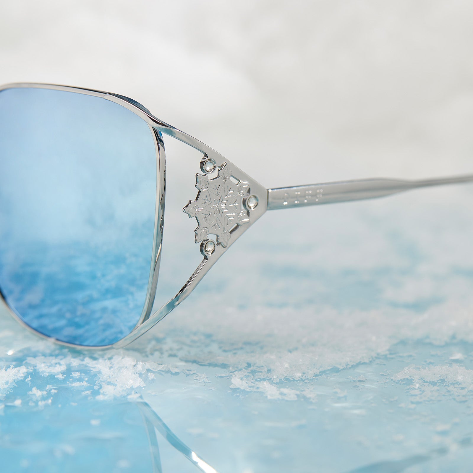 Womens | Elsa Sunglasses | Cool Silver Gloss Metal | Ice Blue Polarized Lenses