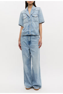 08 Denim Raw Edge Sneakers | Light Blue Vintage