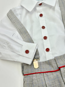 Boy | George Tartan Print Top and Pants Set | White x Black x Gray