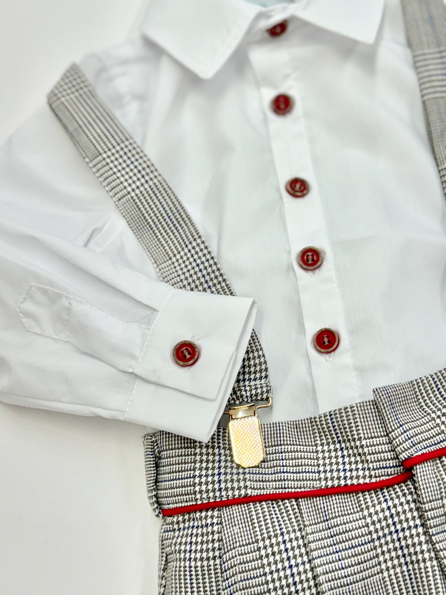 Boy | George Tartan Print Top and Pants Set | White x Black x Gray