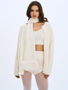 Orla Wool-Blend Ribbed Knit Cardigan | White