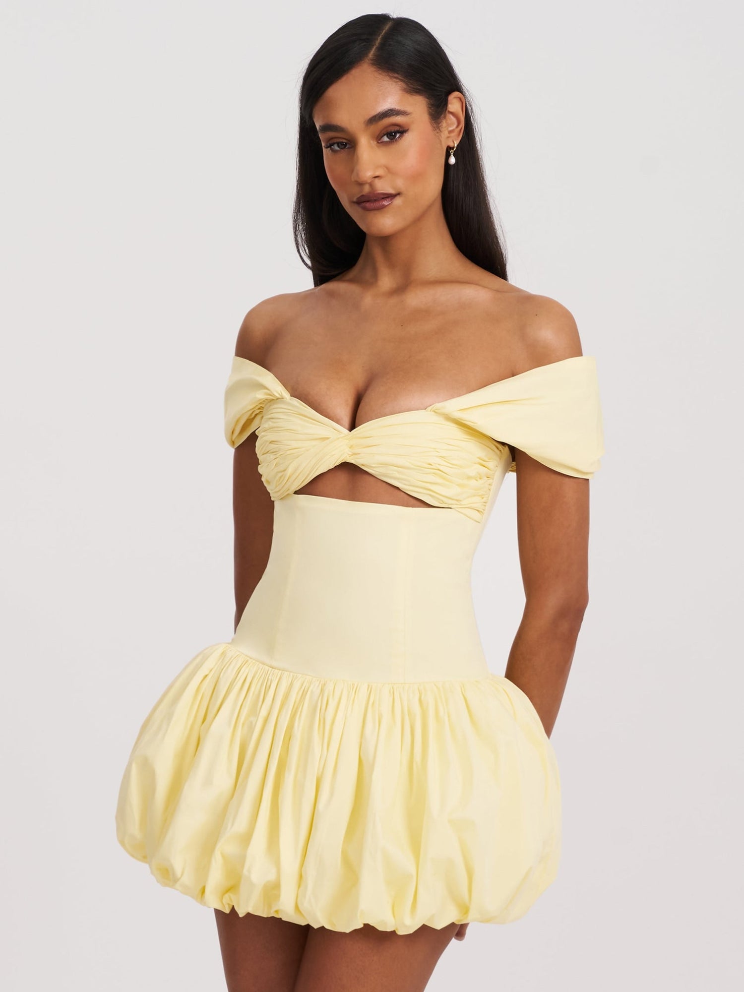 Umika Bubble Hem Mini Dress | Butter Yellow