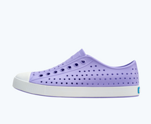 Side view of a Native Shoes Adults Jefferson | Healing Purple/ Shell White Footwear