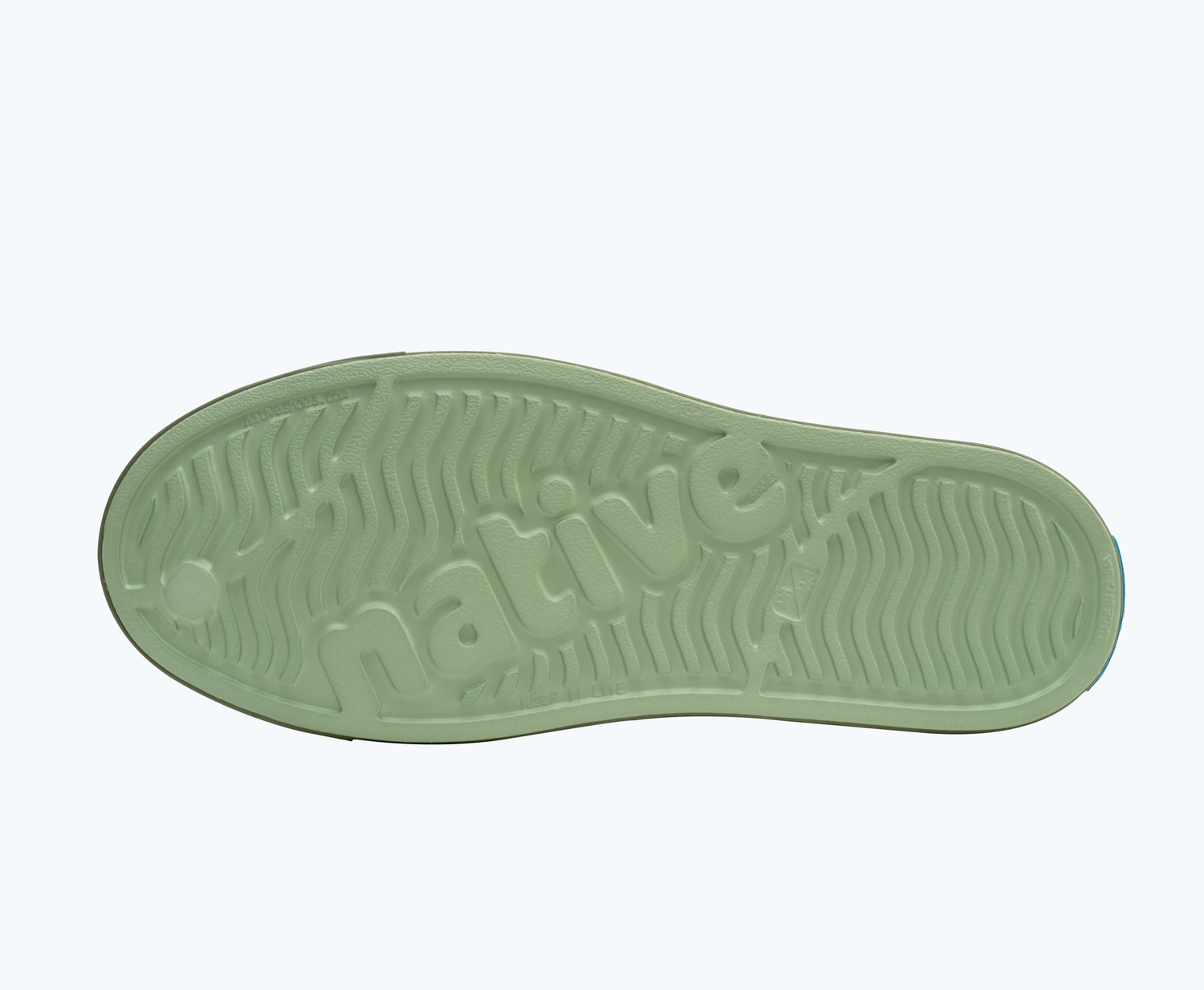 Bottom view of a Native Shoes Jefferson Block | Tea Green/ Loch Green/ Crater Mountain Block Footwear