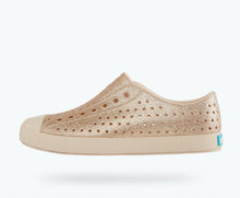 Side view of a Native Shoes Adults Jefferson Bling | Rock Salt Bling/ Rock Salt Pink Footwear