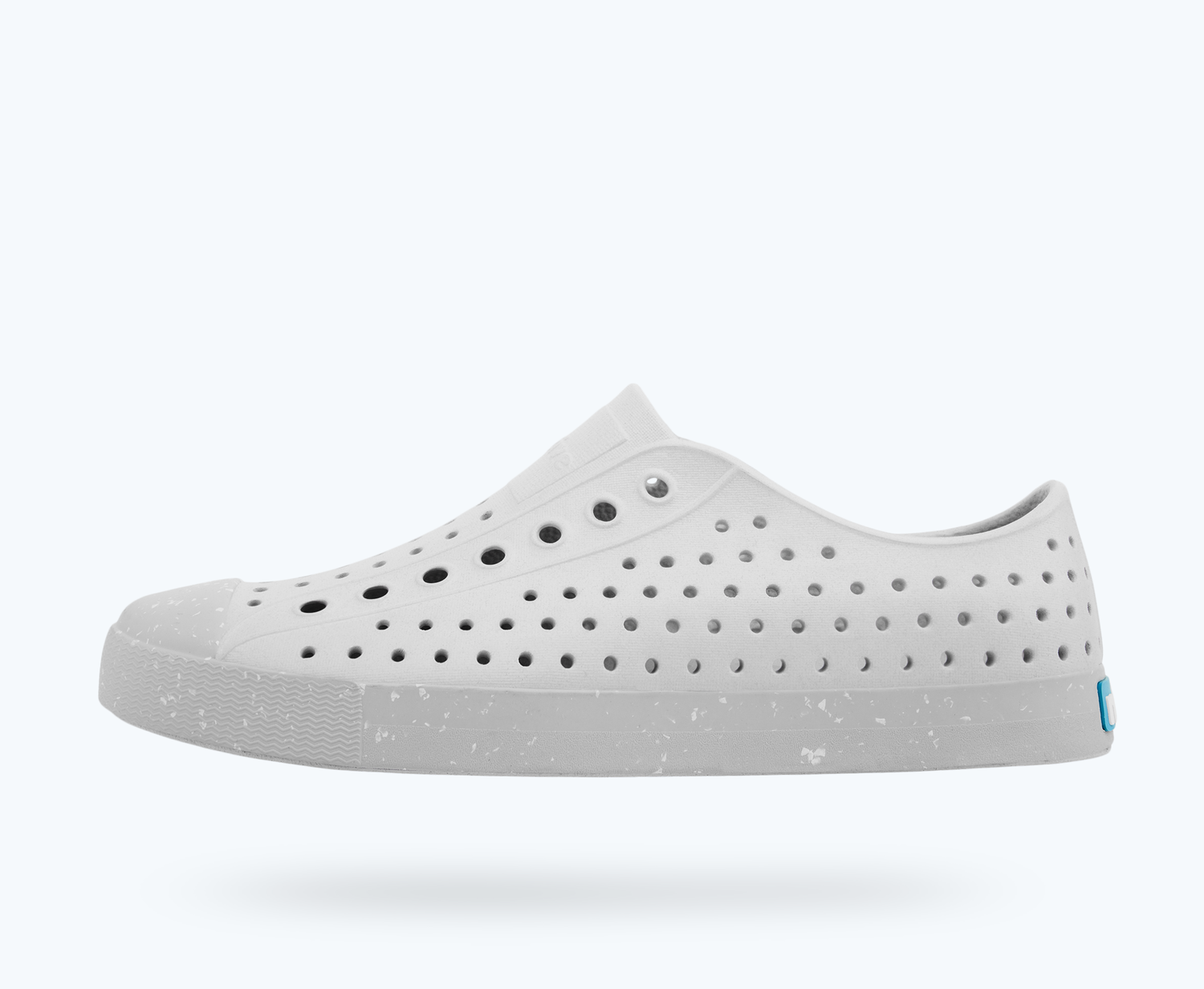Side view of a Native Shoes Adults Jefferson Bloom | Mist Grey/ Mist Grey/ Shell Speckles Footwear