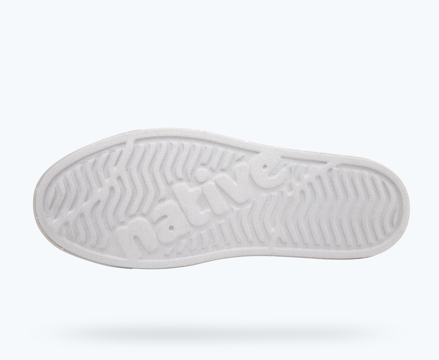 Bottom view of a Native Shoes Jefferson Bloom | Mist Grey/ Mist Grey/ Shell Speckles Footwear