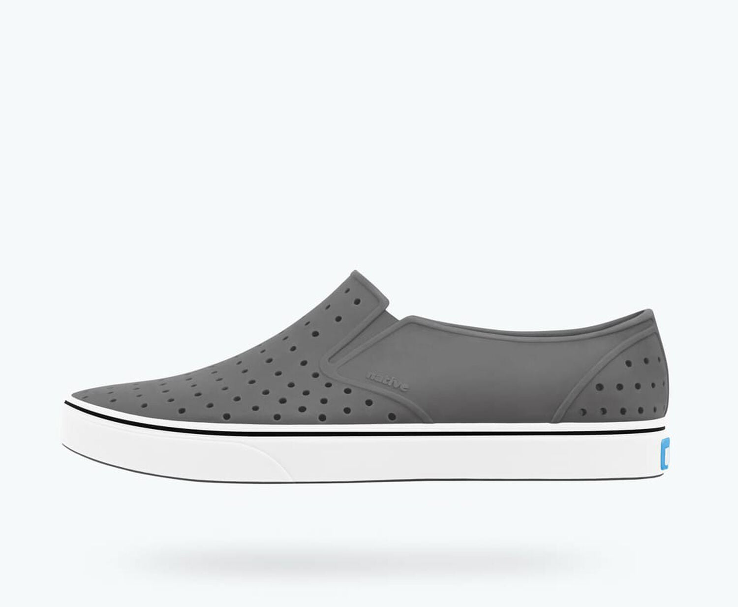 Side view of a Native Shoes Adults Miles | Dublin Grey/ Shell White Footwear