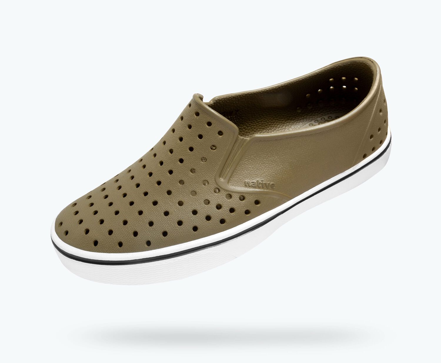 Angled view of a Native Shoes Miles | Utili Green/ Shell White Footwear