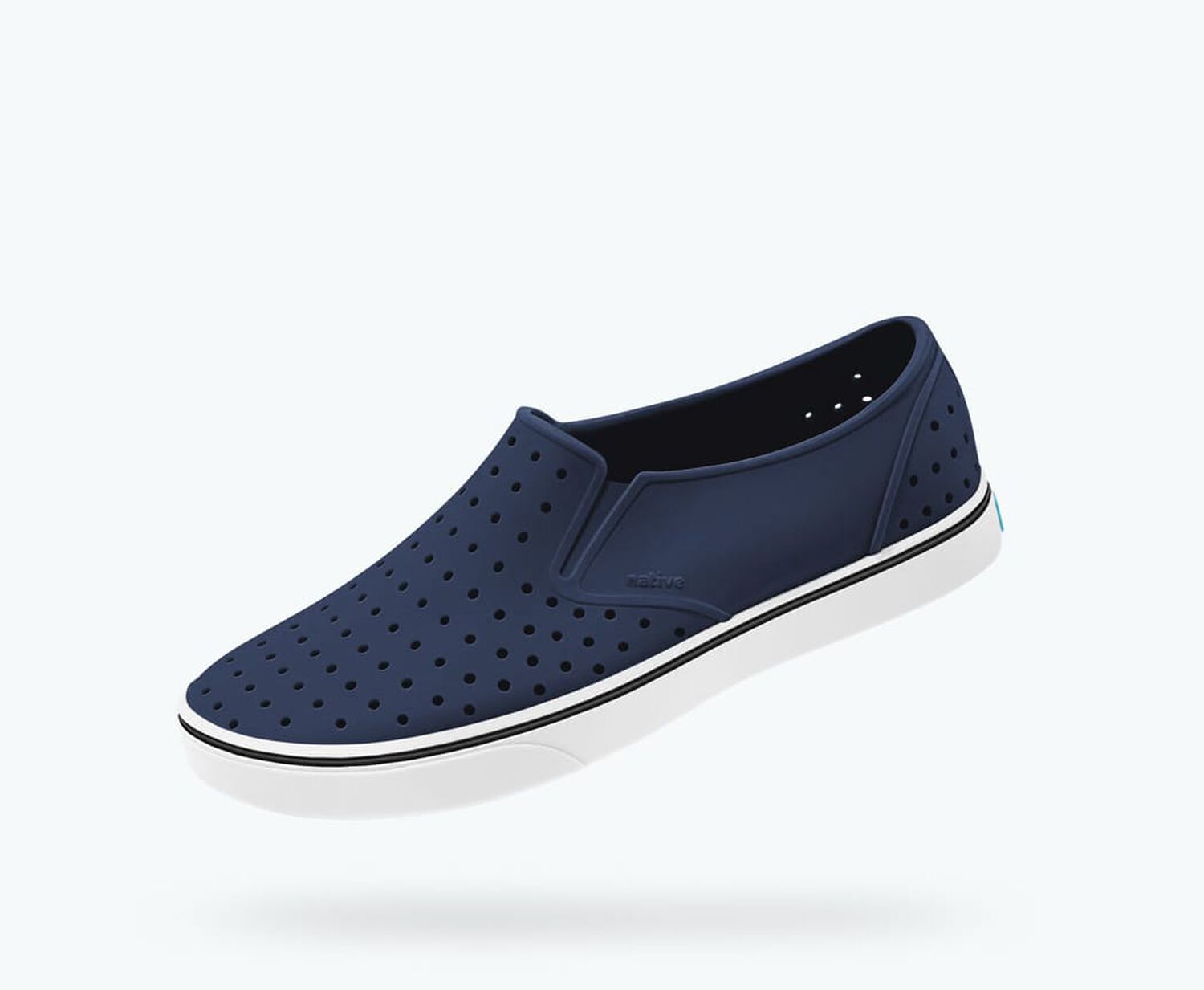 Angled view of a Native Shoes Miles | Regatta Blue/ Shell White Footwear