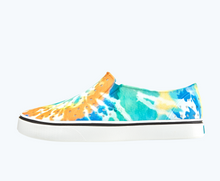 Side view of a Native Shoes Adults Miles Print | Shell White/ Shell White/ Orange Tie Dye Footwear