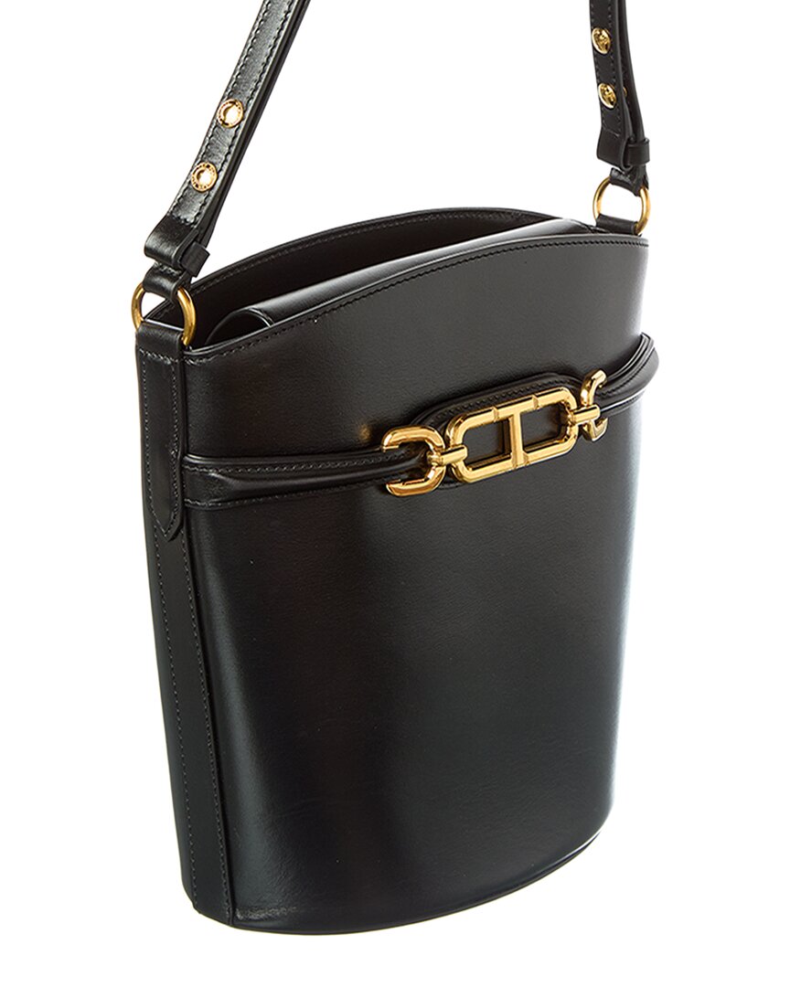 Tom Ford | Womens | Logo Medium Leather Bucket Bag | Black