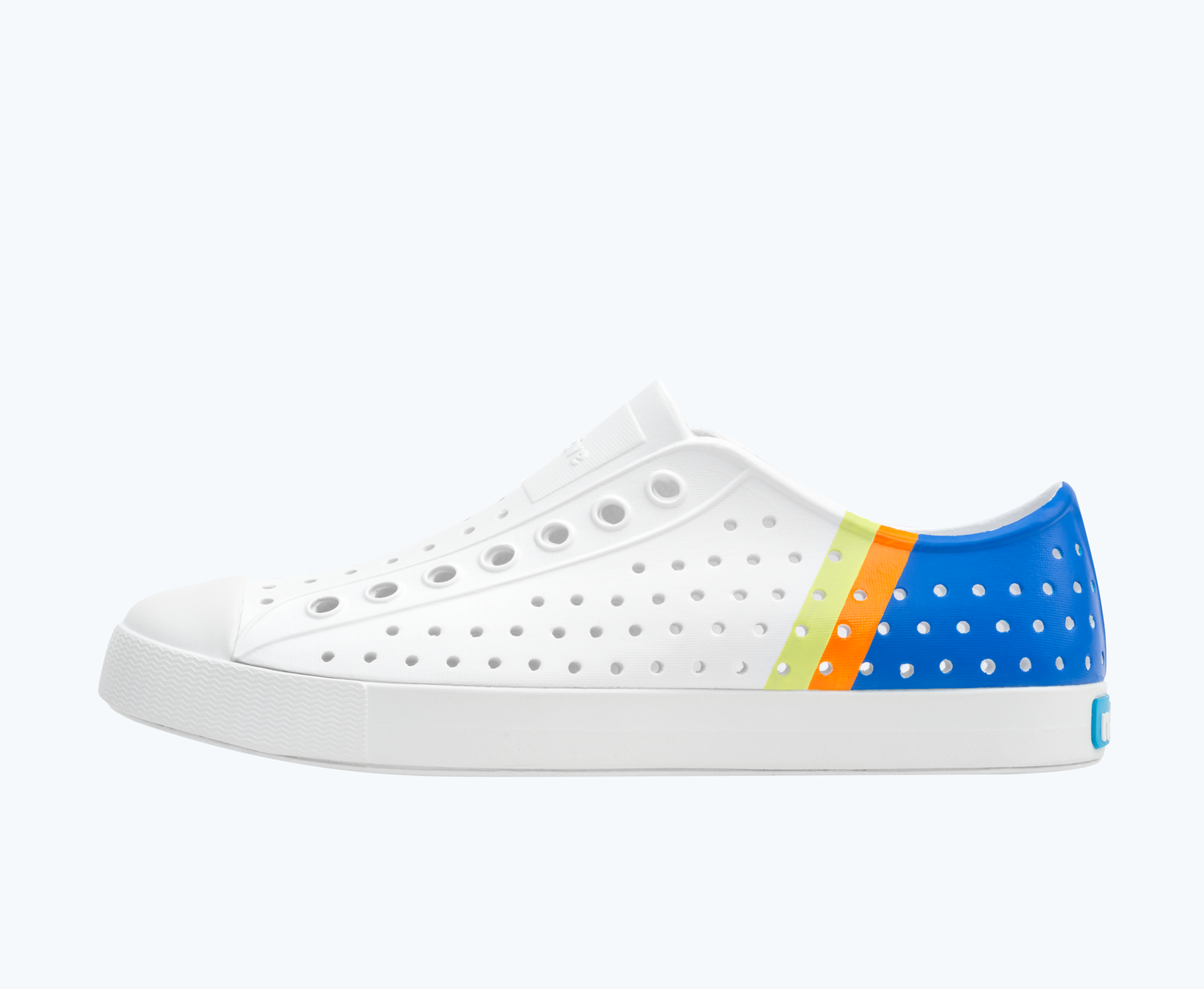 Side view of a Native Shoes Adults Jefferson Block | Shell White/ Shell White/ Uv City Celery Block Footwear