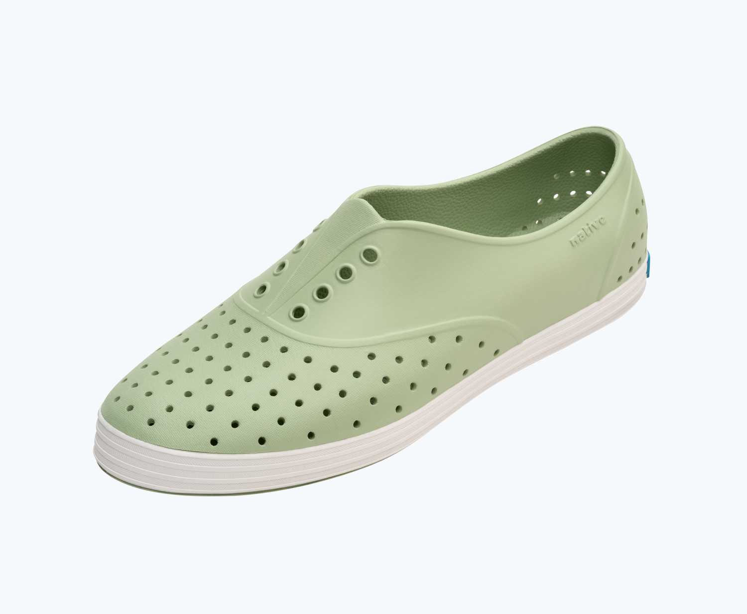 Angled view of a Native Shoes Jericho | Tea Green/ Shell White Footwear