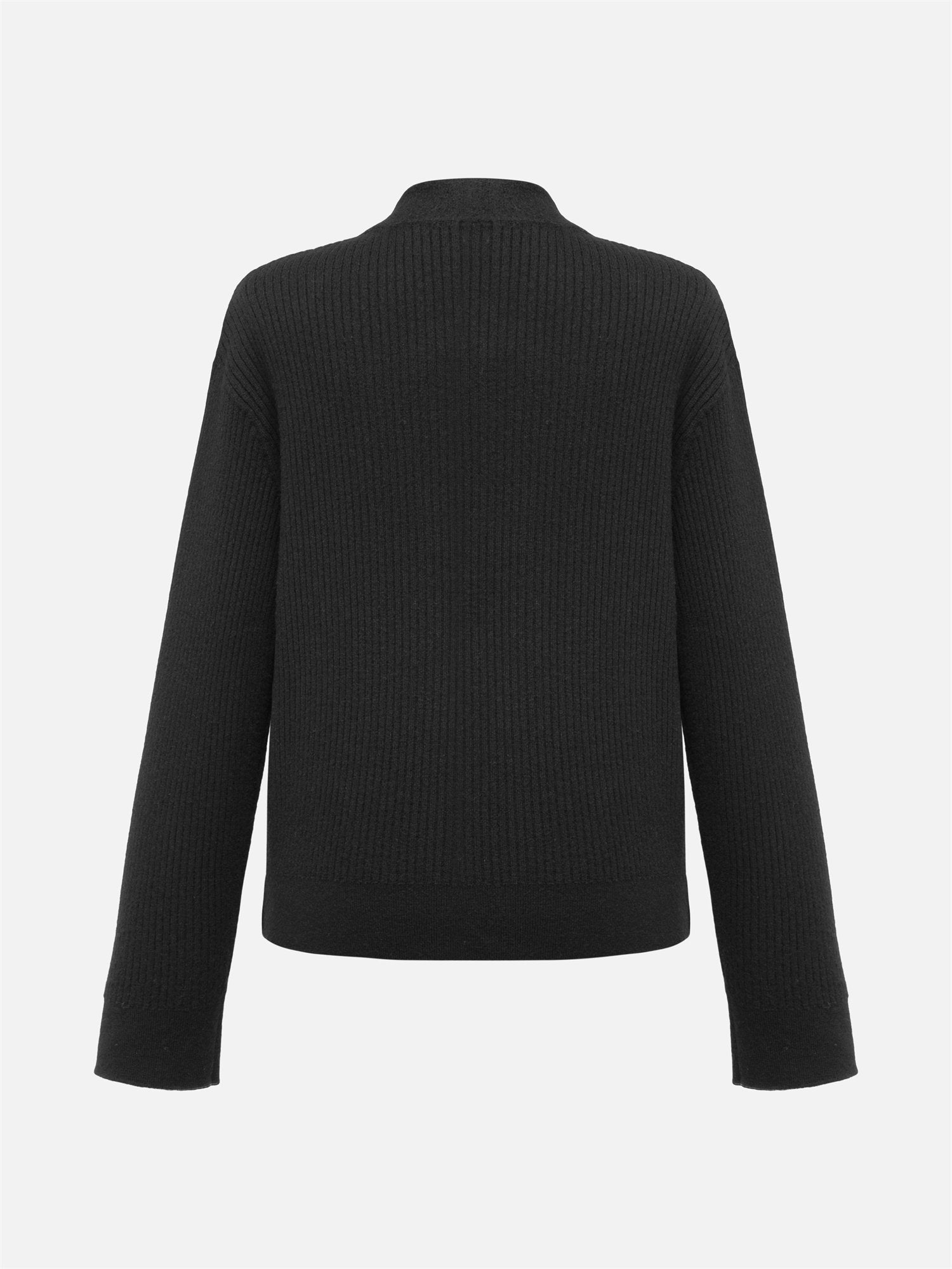Pure Wool Knitted Cardigan | Black