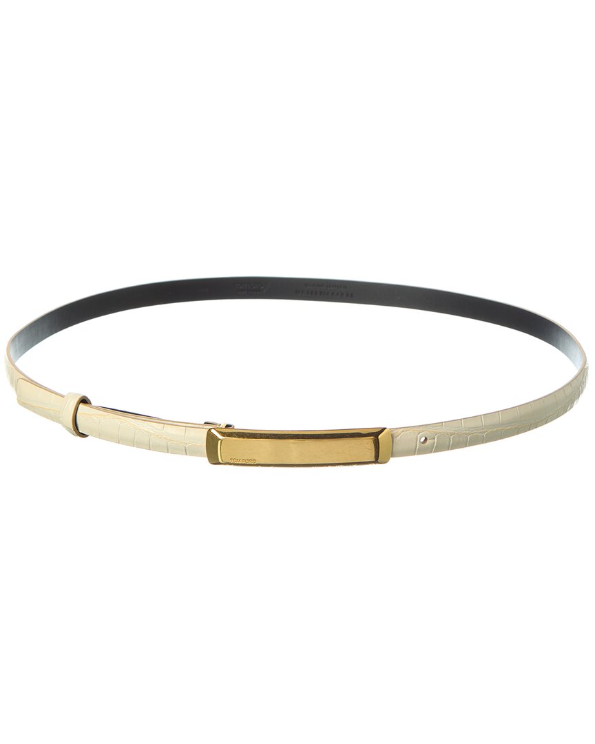 Tom Ford | Womens | 0.6in Wide Leather Belt | White