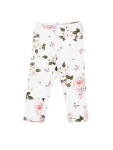 Girls | Bouquet Print Jersey Leggings | White