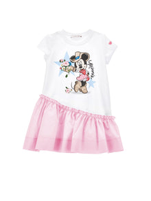 Girls | Minnie Cotton Dress | White/FairyTale Pink