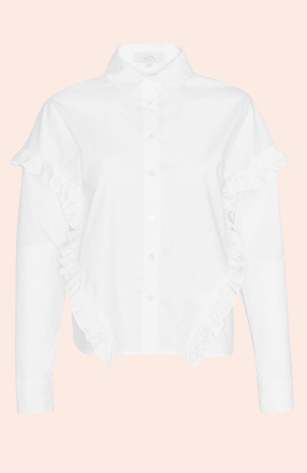 Cotton Poplin Ruffle Detail Top | White