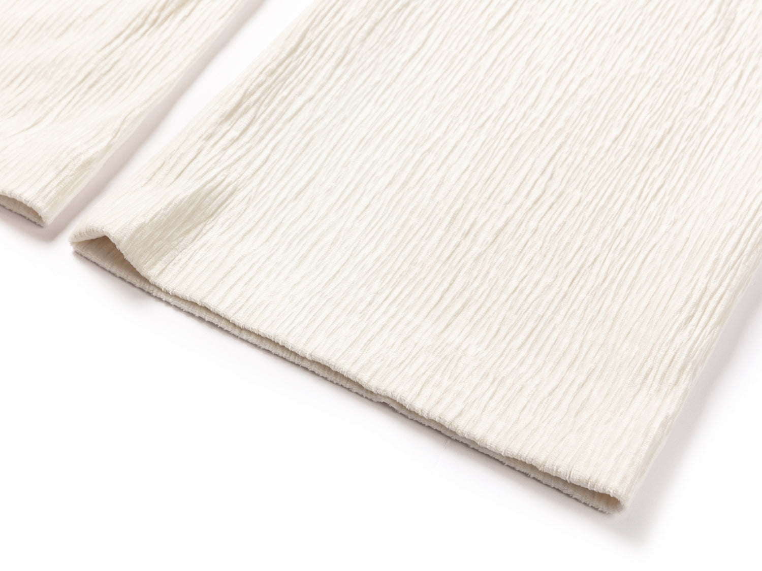 Velvet Pleated Straight Pants | White