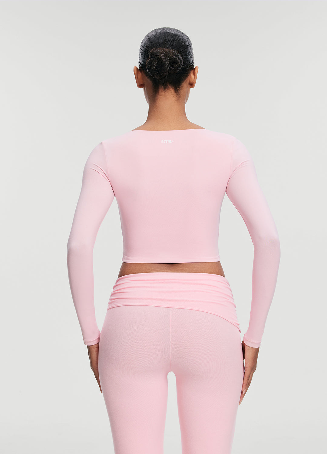 Cropped Round Neck Top | Ballet Pink