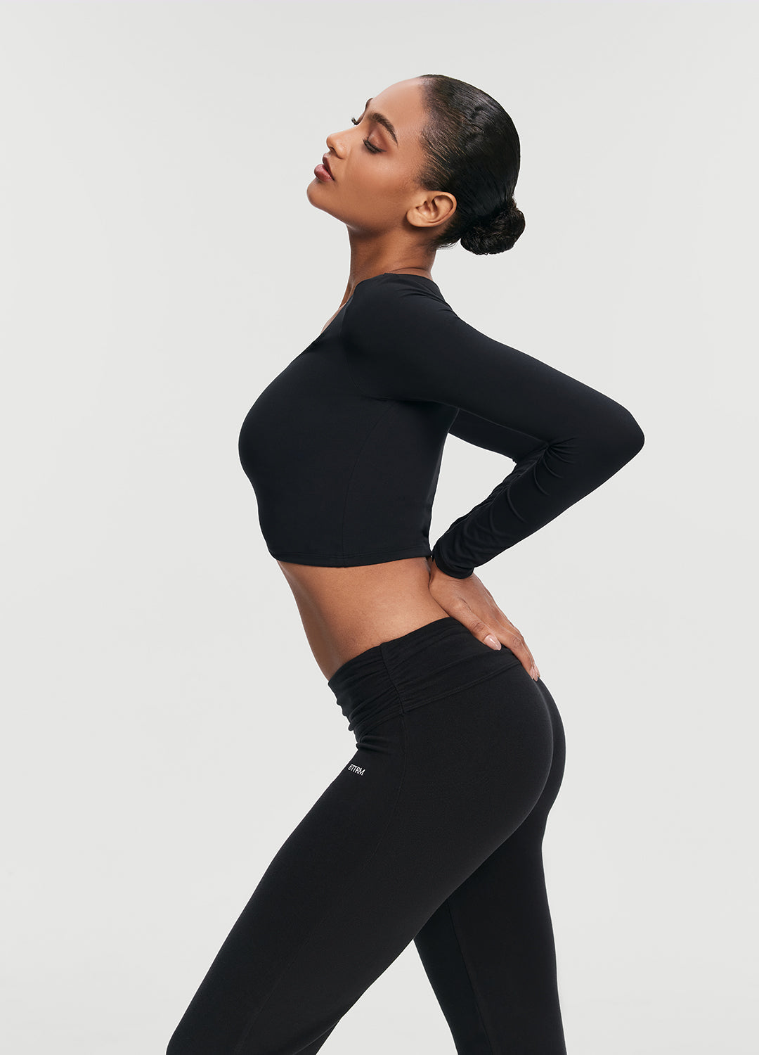 Cropped Round Neck Top | Black