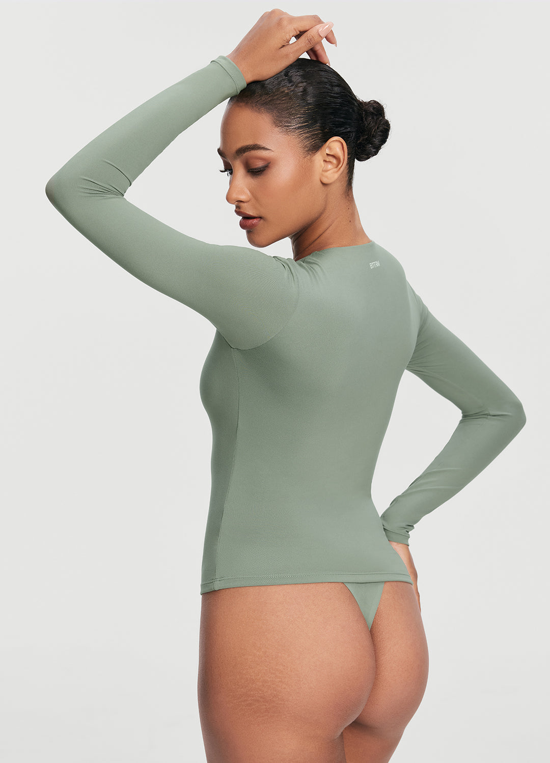 Quarter Zip Long Sleeve Top | Sage Green