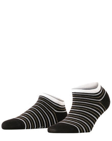 Womens | Stripe Shimmer Sneaker Socks | Black