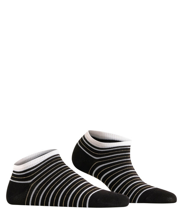 Womens | Stripe Shimmer Sneaker Socks | Black